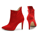 Bota Feminina Cano Curto Bico Fino Napa Verniz Vermelho