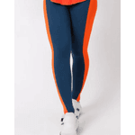 Calça Legging Liz Cós Alto e Detalhes - Azul com Laranja