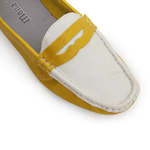 Mocassim Feminino Em Couro Bicolor Amarelo