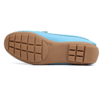 Mocassim Feminino Em Couro Bicolor Azul