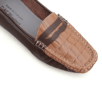 Mocassim Feminino Em Couro Bicolor Café