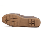 Mocassim Feminino Em Couro Bicolor Café