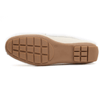 Mocassim Feminino Em Couro Bicolor Creme