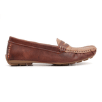 Mocassim Feminino Em Couro Bicolor Marrom