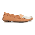 Mocassim Feminino Em Couro Bicolor Terracota