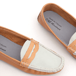 Mocassim Feminino Em Couro Bicolor Terracota