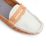 Mocassim Feminino Em Couro Bicolor Terracota