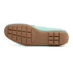 Mocassim Feminino Em Couro Bicolor Verde Água