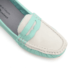 Mocassim Feminino Em Couro Bicolor Verde Água