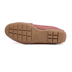 Mocassim Feminino Em Couro Bicolor Vermelho