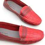 Mocassim Feminino Em Couro Bicolor Vermelho