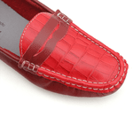 Mocassim Feminino Em Couro Bicolor Vermelho