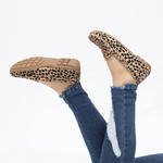 Sapato Feminino Mocassim Em Couro Estampado De Onça 