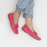 Kit 2 Mocassins Casual Feminino Em Couro Pink+Creme