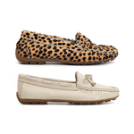 Kit 2 Mocassins Casual Feminino Em Couro Creme + Onça 