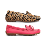 Kit 2 Mocassins Casual Feminino Em Couro Pink + Onça 