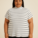 Blusa Confort Gola Alta em Malha Canelada