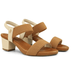 SANDALIA USAFLEX VANILLA E CAMEL COURO 
