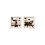Dupla de Quadro 20x20 EUA - TOILETTE ARABESCO - Moldura Branca
