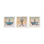 Trio de Quadros 20x20 - EUA TOILETTE TURQUESE