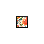 Quadro 20x20 Pássaro e Flores - Moldura Preta