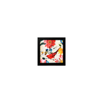Quadro 20x20 Pássaro e Flores - Moldura Preta