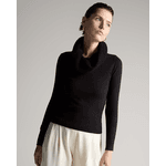 Blusa Básica Gola Alta Ponto Pérola Algodão Preto