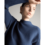Blusa Basic Soul Canelada Gola Alta Azul Noturno
