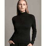 Blusa Básica Canelada V Algodão Preto