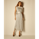 Vestido Serpentine Franjas Prateado