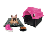 Kit Pet Casinha Colchonete Bebedouro Comedouro N4 Medio