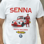 Camiseta Branca Unissex Mega Power - Ayrton Senna - Beetle McLaren