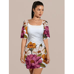 Vestido Amanda Curtinho Tubinho Floral Branco