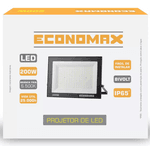 REFLETOR LED SLIM SMD 200W x BIVOLT 6500K IP65 PT ECONOMAX