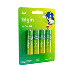 PILHA ALCALINA "AA" 1,5V ELGIN BLISTER COM 4 UNIDADES