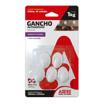 GANCHO AUTOADESIVO BRANCO ADERE PEQUENO 35MM X 23MM 5 UNIDADES