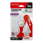 GANCHO AUTOADESIVO BRANCO ADERE MÉDIO 55MM X 3MM 3 UNIDADES