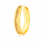 Aliança de Ouro Amarelo 18K Trabalhada 5mm Bodas