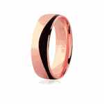 Aliança de Ouro Rosé 18K Detalhe Pigmento Preto 6mm