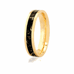 Aliança Ouro Amarelo 18K Efeito Marmorizado Preto 4,5mm