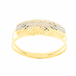 Anel de Ouro 18K Chapa Tricolor com Diamantado