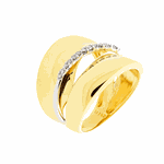 Anel de Diamantes em Ouro 18K Filetes Largos Polidos