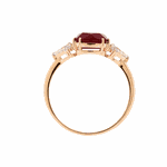 Anel em Ouro Rosé 18K com Pedra de Quartzito Vermelho