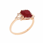 Anel em Ouro Rosé 18K com Pedra de Quartzito Vermelho