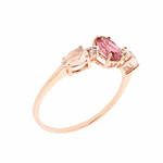 Anel de Ouro Rosé 18K com Pedras de Quartzo Rosa, Turmalina Rosa e Brilhantes