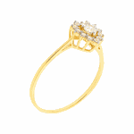 Anel de Ouro 18K com Cristal e Diamantes Formato Coração