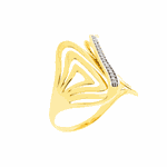 Anel de Ouro 18K com Diamantes Detalhes Vazados