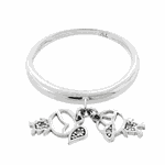 Anel de Ouro Branco 18K Filho e Filha com Brilhantes