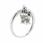 Anel de Ouro Branco 18K Filho e Filha com Brilhantes