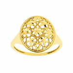 Anel de Ouro 18K Oval Flores Diamantadas 